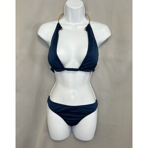 Victoria Secret Medium Top‎ Bikini Set Strap Blue Stone Swimsuit Women's